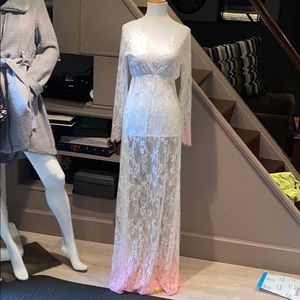 Lace white dress with pink ombré